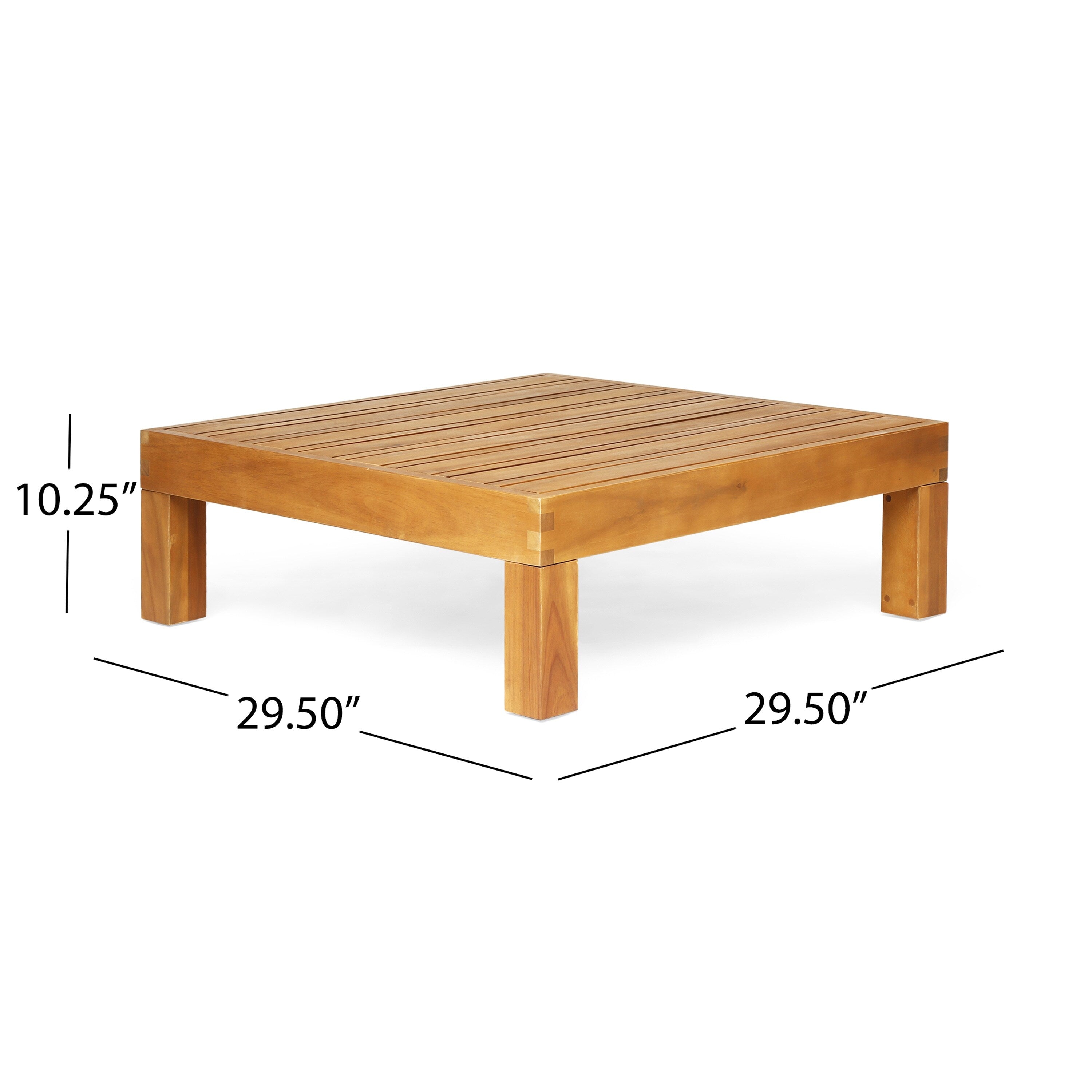 Ensemble causeuse et table basse d'extérieur en bois d'acacia Oana avec accoudoir gauche et coussin par Christopher Knight Home