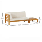 Ensemble causeuse et table basse d'extérieur en bois d'acacia Oana avec accoudoir gauche et coussin par Christopher Knight Home