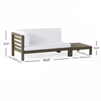 Ensemble causeuse et table basse d'extérieur en bois d'acacia Oana avec accoudoir gauche et coussin par Christopher Knight Home
