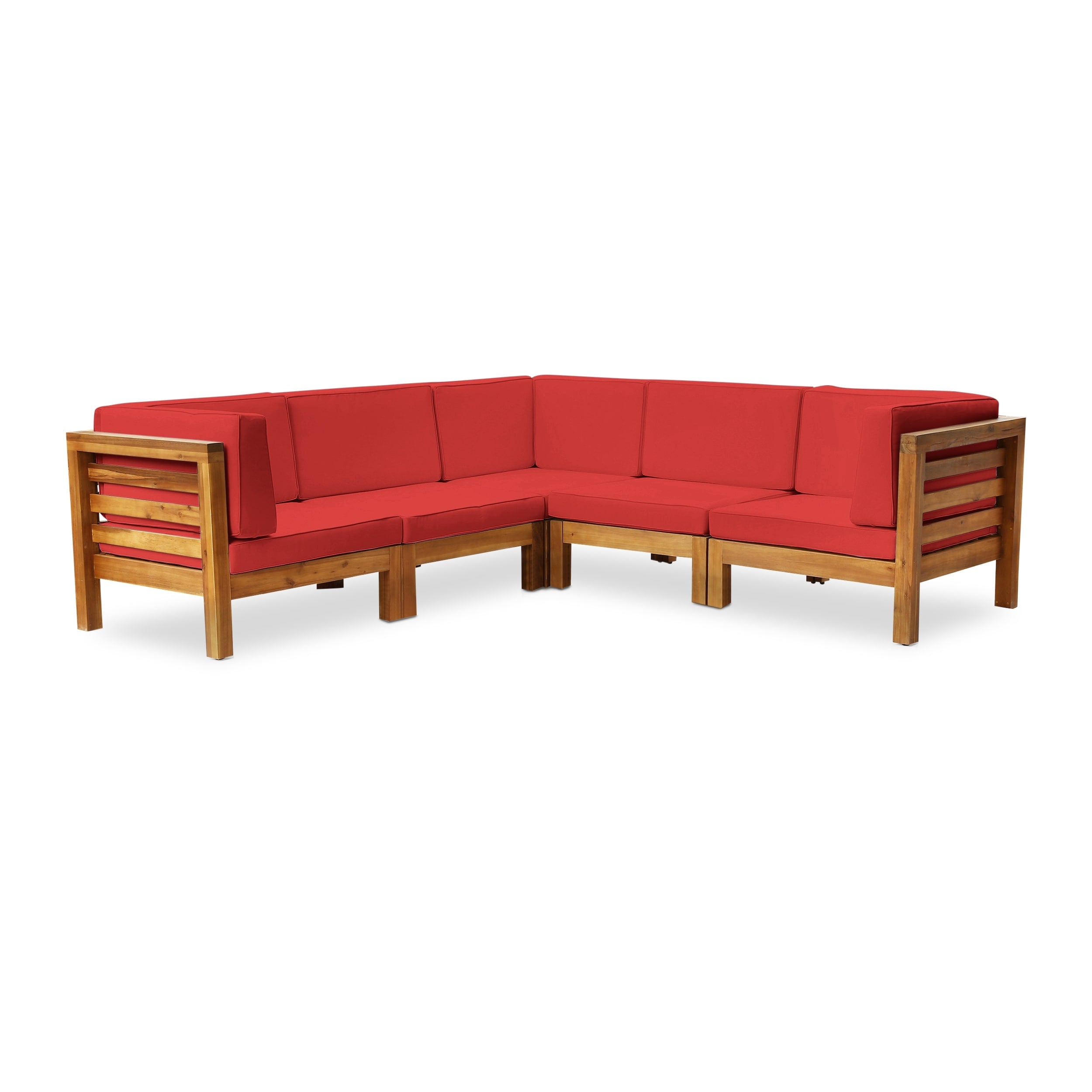 Ensemble de salon d'extérieur 5 places en acacia Oana par Christopher Knight Home