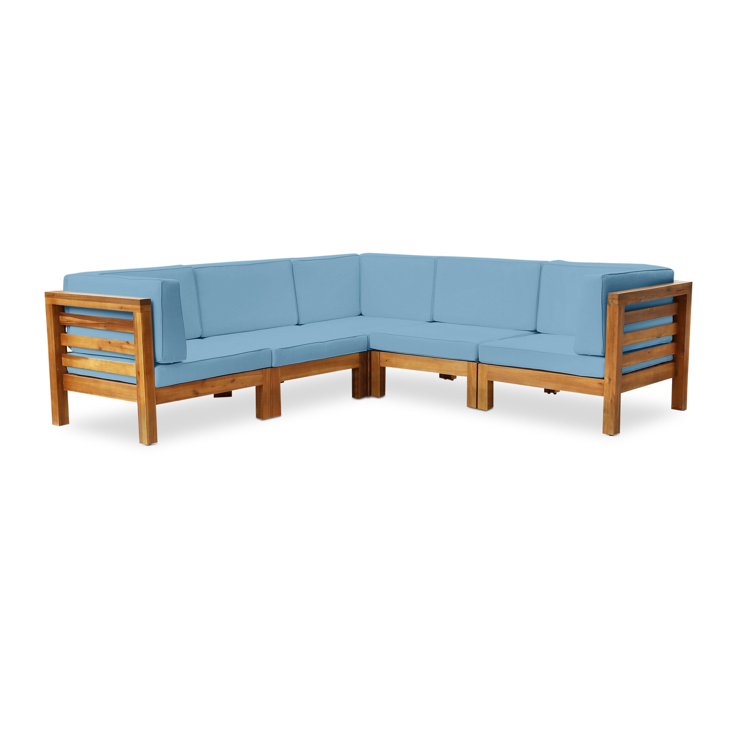 Ensemble de salon d'extérieur 5 places en acacia Oana par Christopher Knight Home
