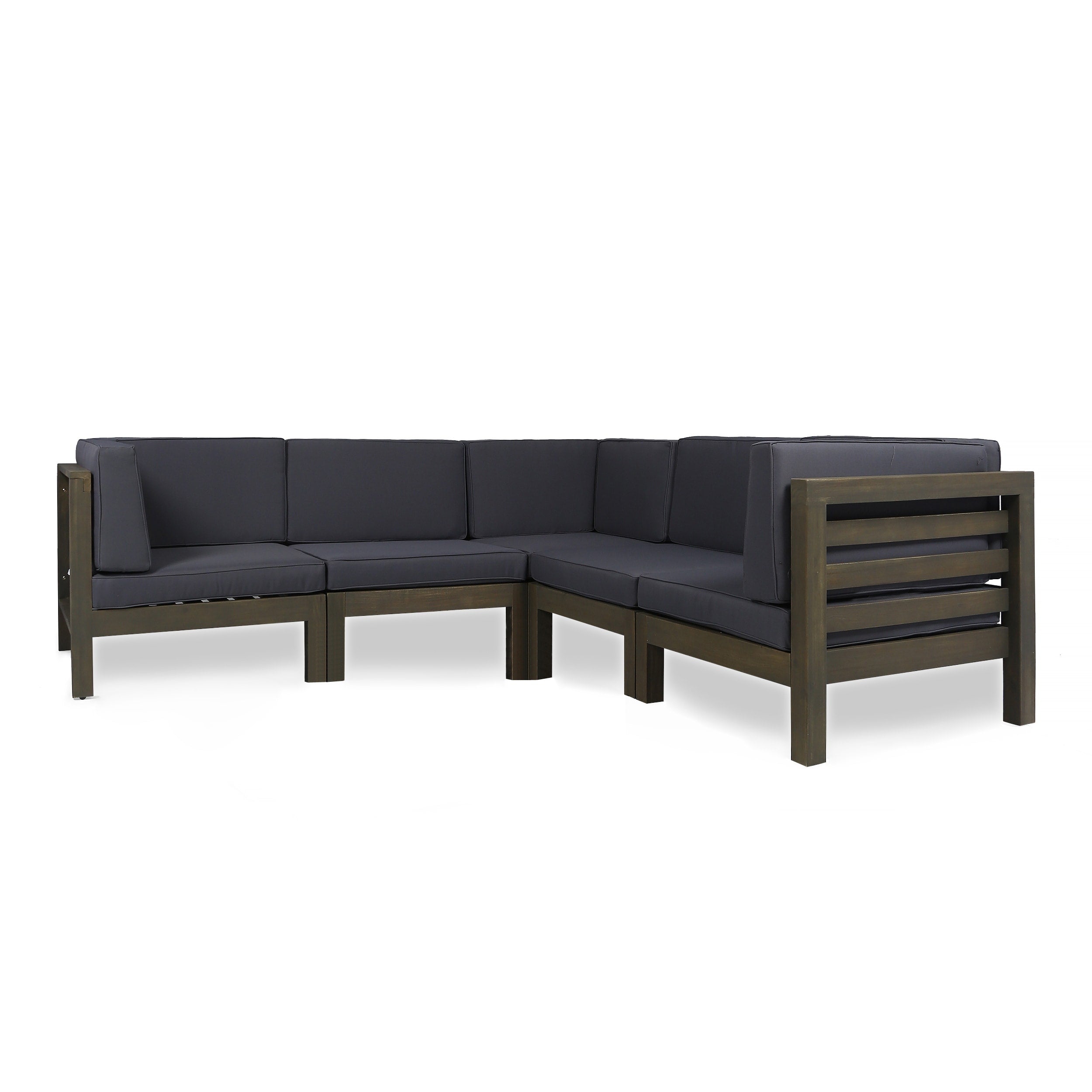 Ensemble de salon d'extérieur 5 places en acacia Oana par Christopher Knight Home