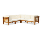 Ensemble de salon d'extérieur 5 places en acacia Oana par Christopher Knight Home