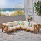 Ensemble de salon d'extérieur 5 places en acacia Oana par Christopher Knight Home