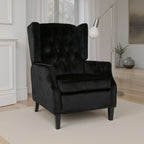 Fauteuil inclinable manuel Octa, dossier à oreilles capitonné en velours noir
