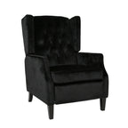 Fauteuil inclinable manuel Octa, dossier à oreilles capitonné en velours noir