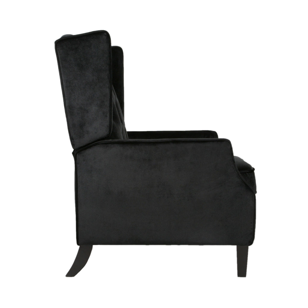 Fauteuil inclinable manuel Octa, dossier à oreilles capitonné en velours noir