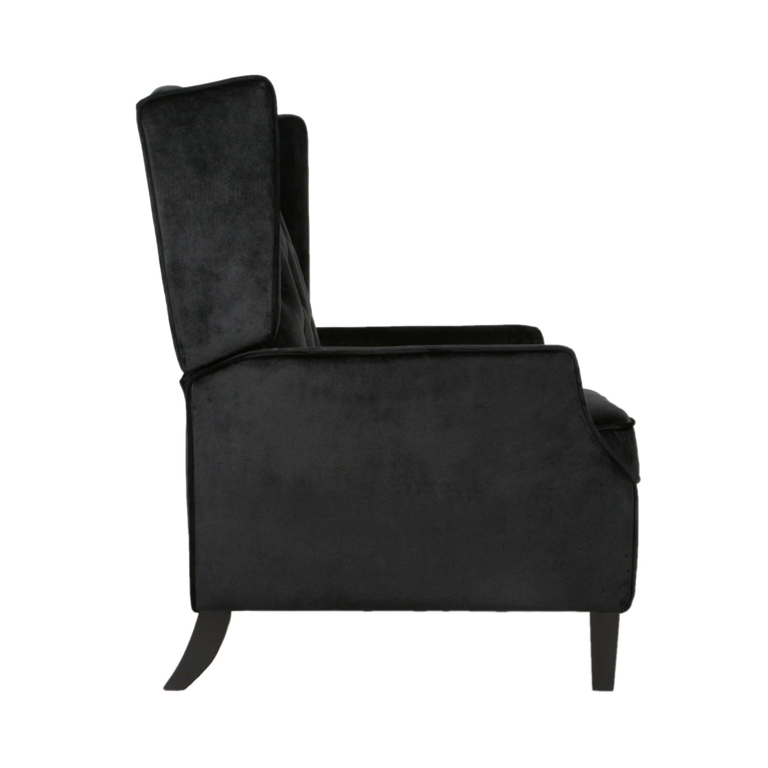 Fauteuil inclinable manuel Octa, dossier à oreilles capitonné en velours noir