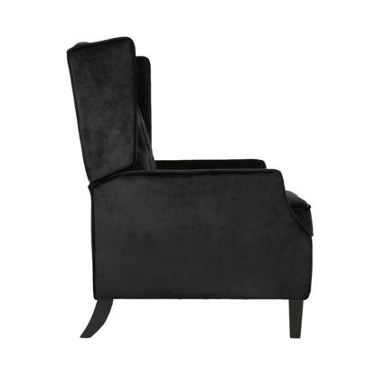 Fauteuil inclinable manuel Octa, dossier à oreilles capitonné en velours noir
