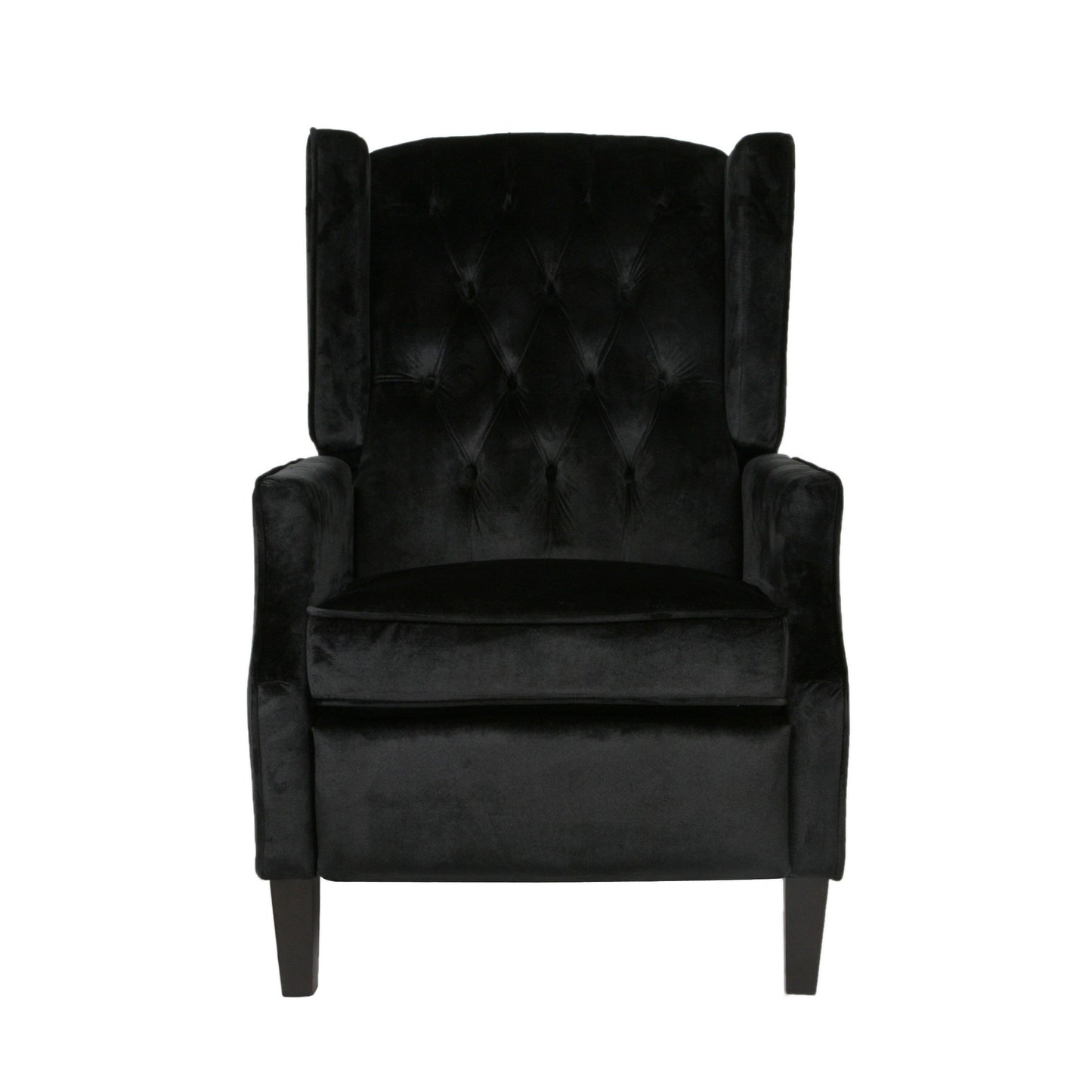 Fauteuil inclinable manuel Octa, dossier à oreilles capitonné en velours noir