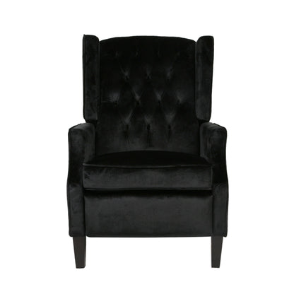 Fauteuil inclinable manuel Octa, dossier à oreilles capitonné en velours noir
