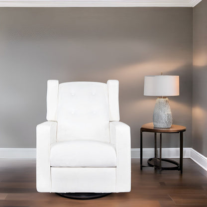 Fauteuil inclinable pivotant Octavia en microfibre et bois massif, pour salon et chambre à coucher