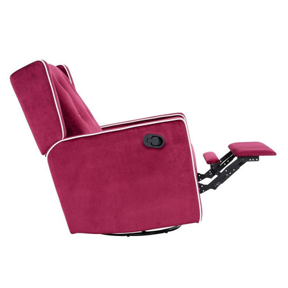 Fauteuil inclinable pivotant Octavia en microfibre et bois massif, pour salon et chambre à coucher