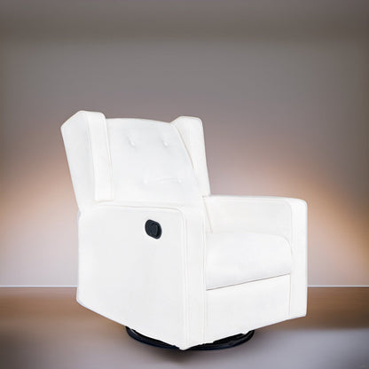 Fauteuil inclinable pivotant Octavia en microfibre et bois massif, pour salon et chambre à coucher
