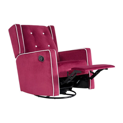 Fauteuil inclinable pivotant Octavia en microfibre et bois massif, pour salon et chambre à coucher