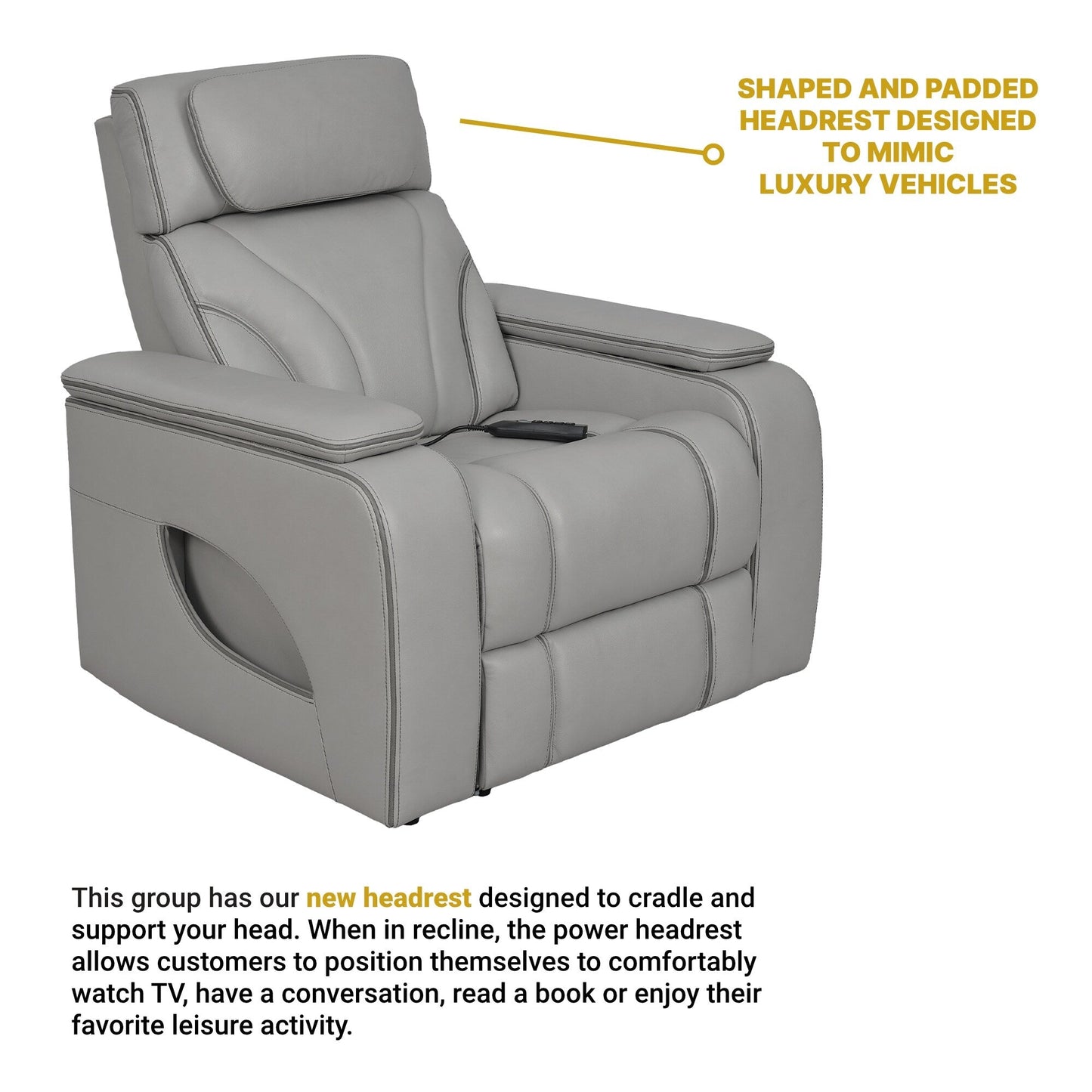 Fauteuil inclinable électrique zéro gravité Octavia en cuir argenté et gris avec chauffage et massage