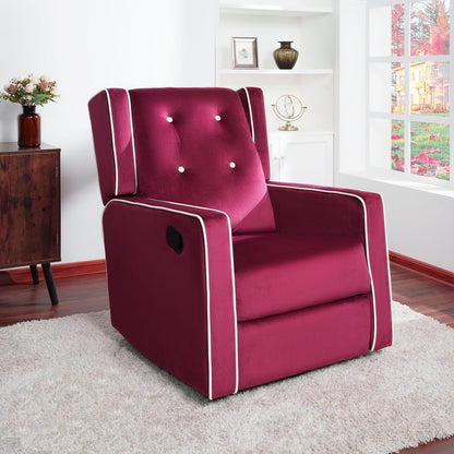 Fauteuil inclinable pivotant Octavia en microfibre et bois massif, pour salon et chambre à coucher