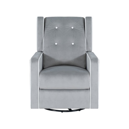 Fauteuil inclinable pivotant Octavia en microfibre et bois massif, pour salon et chambre à coucher