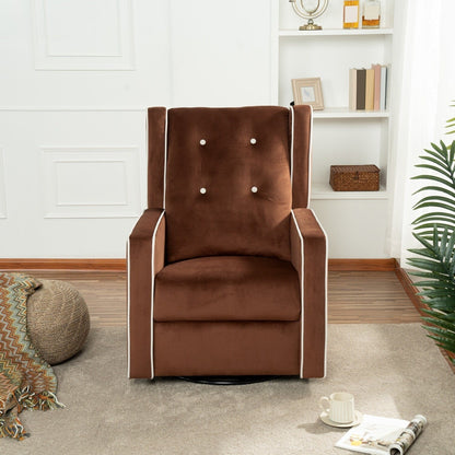 Fauteuil inclinable pivotant Octavia en microfibre et bois massif, pour salon et chambre à coucher
