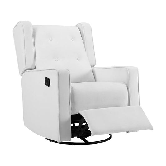 Fauteuil inclinable pivotant Octavia en microfibre et bois massif, pour salon et chambre à coucher