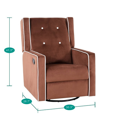 Fauteuil inclinable pivotant Octavia en microfibre et bois massif, pour salon et chambre à coucher