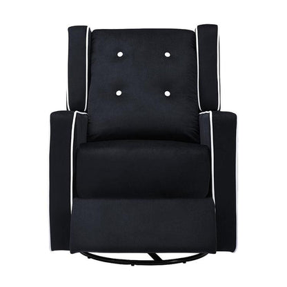 Fauteuil inclinable pivotant Octavia en microfibre et bois massif, pour salon et chambre à coucher