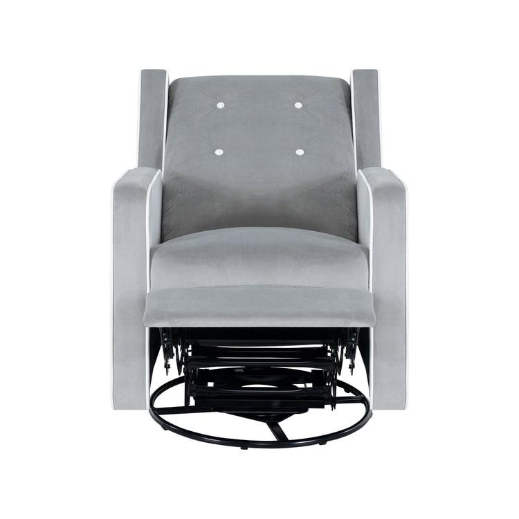 Fauteuil inclinable pivotant Octavia en microfibre et bois massif, pour salon et chambre à coucher