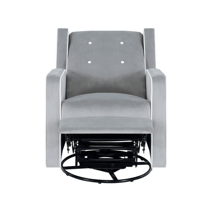 Fauteuil inclinable pivotant Octavia en microfibre et bois massif, pour salon et chambre à coucher