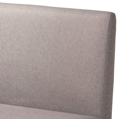 Ensemble de banquette de coin repas 2 pièces en tissu gris et bois de noyer Odessa