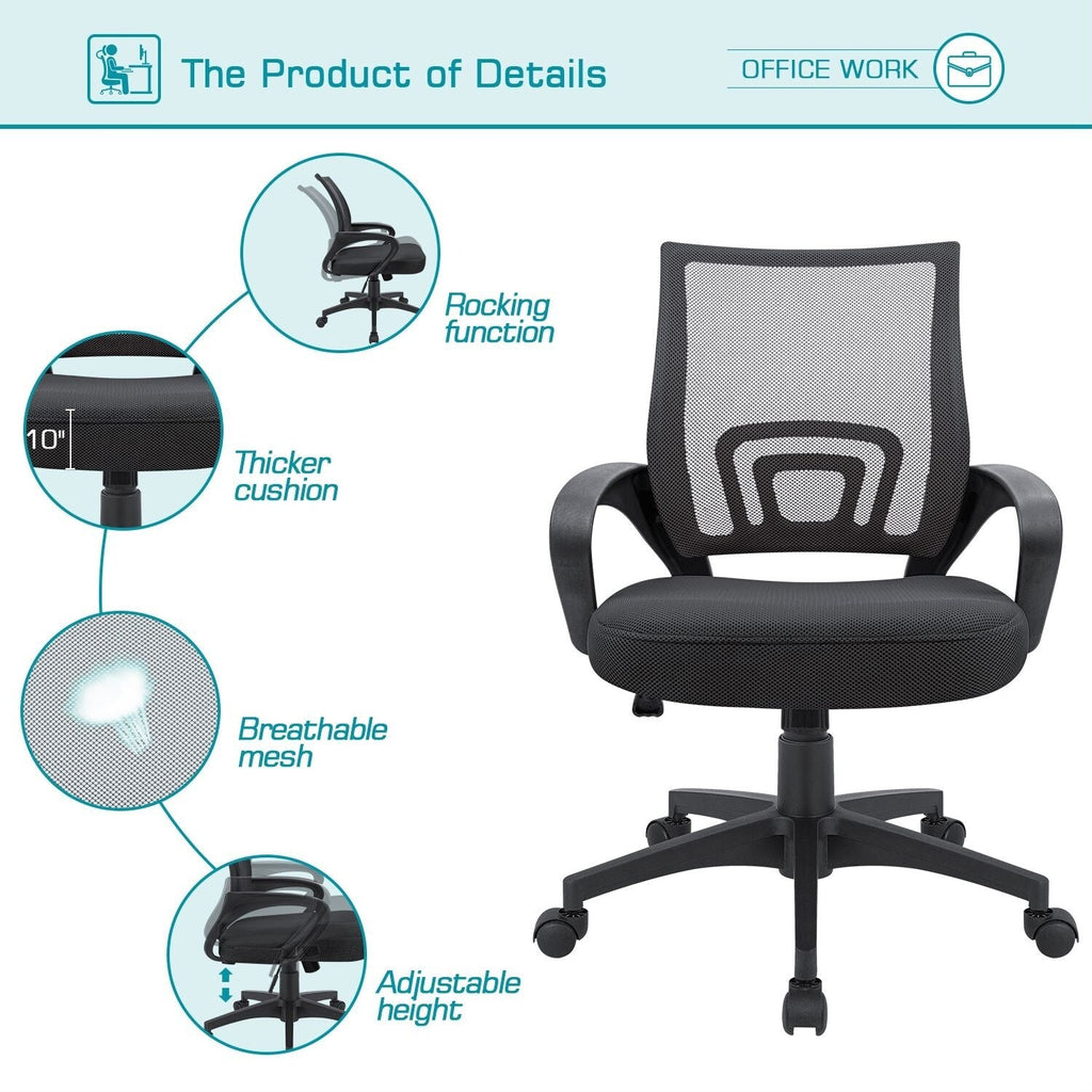 Chaise de bureau en maille avec accoudoirs
