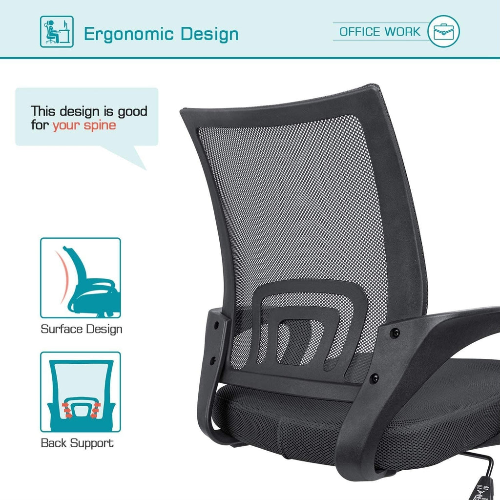 Chaise de bureau en maille avec accoudoirs