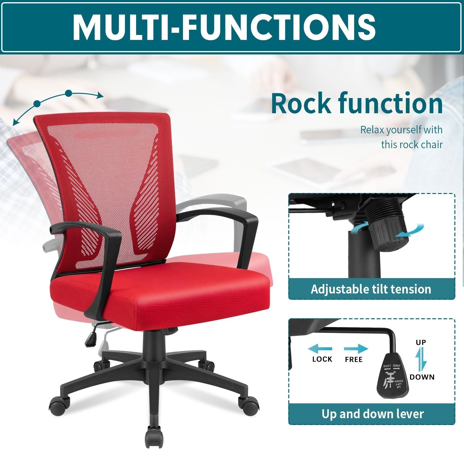 Chaise de bureau ergonomique Homall en maille avec support lombaire