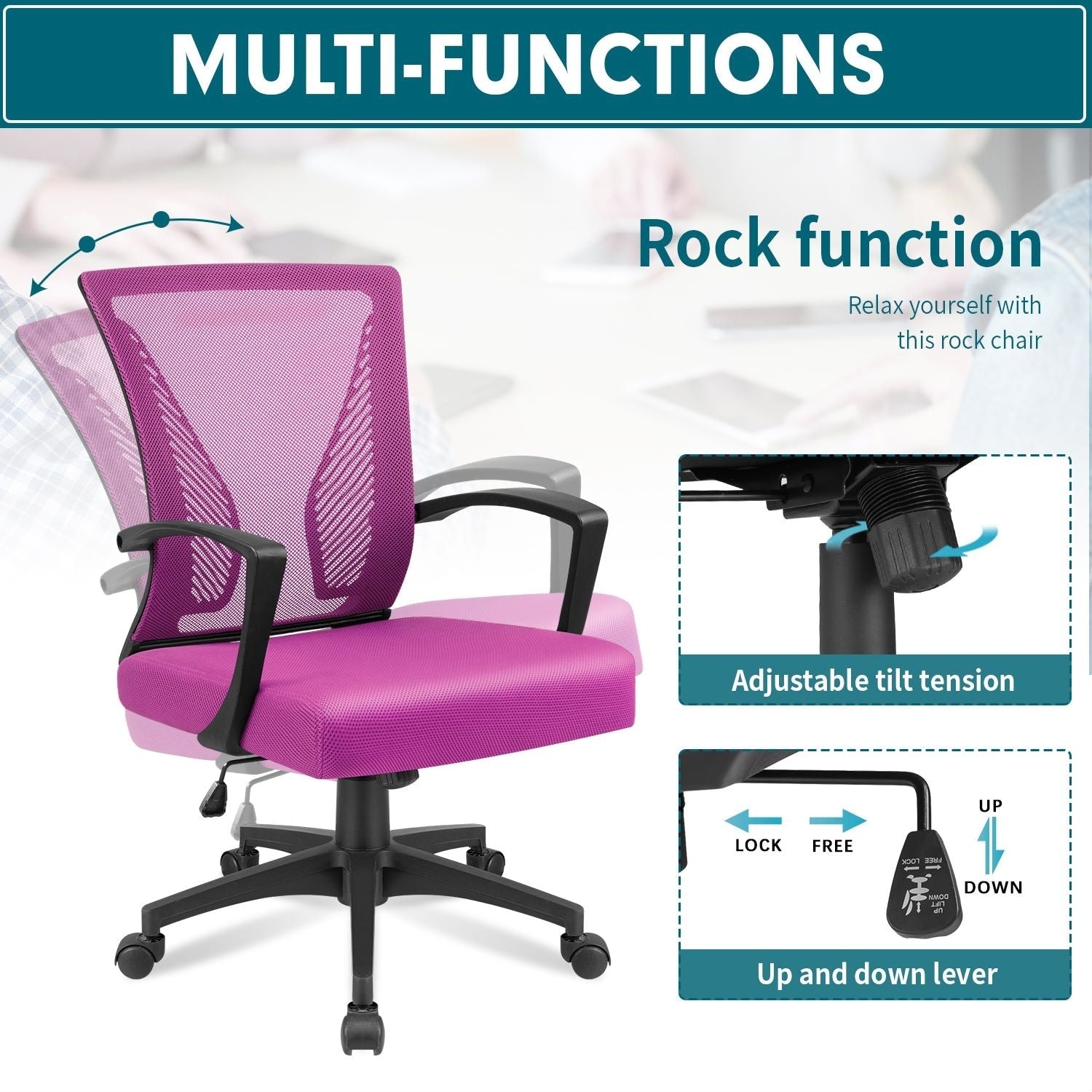 Chaise de bureau ergonomique Homall en maille avec support lombaire