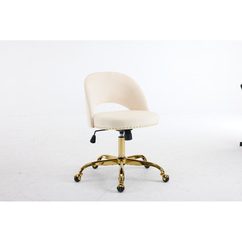Chaise de bureau pivotante en velours, jolie chaise de bureau moderne en tissu avec roulettes
