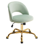 Chaise de bureau pivotante en velours, jolie chaise de bureau moderne en tissu avec roulettes