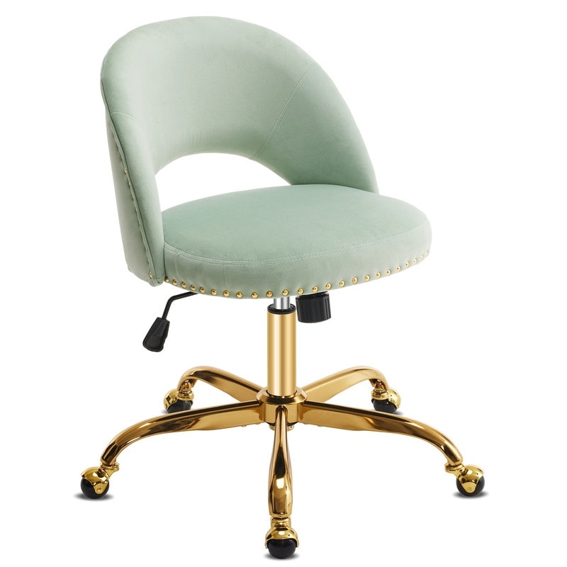 Chaise de bureau pivotante en velours, jolie chaise de bureau moderne en tissu avec roulettes