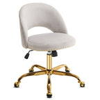 Chaise de bureau pivotante en velours, jolie chaise de bureau moderne en tissu avec roulettes