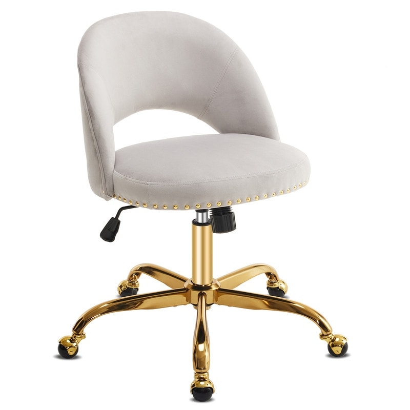 Chaise de bureau pivotante en velours, jolie chaise de bureau moderne en tissu avec roulettes