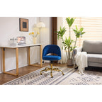Chaise de bureau pivotante en velours, jolie chaise de bureau moderne en tissu avec roulettes