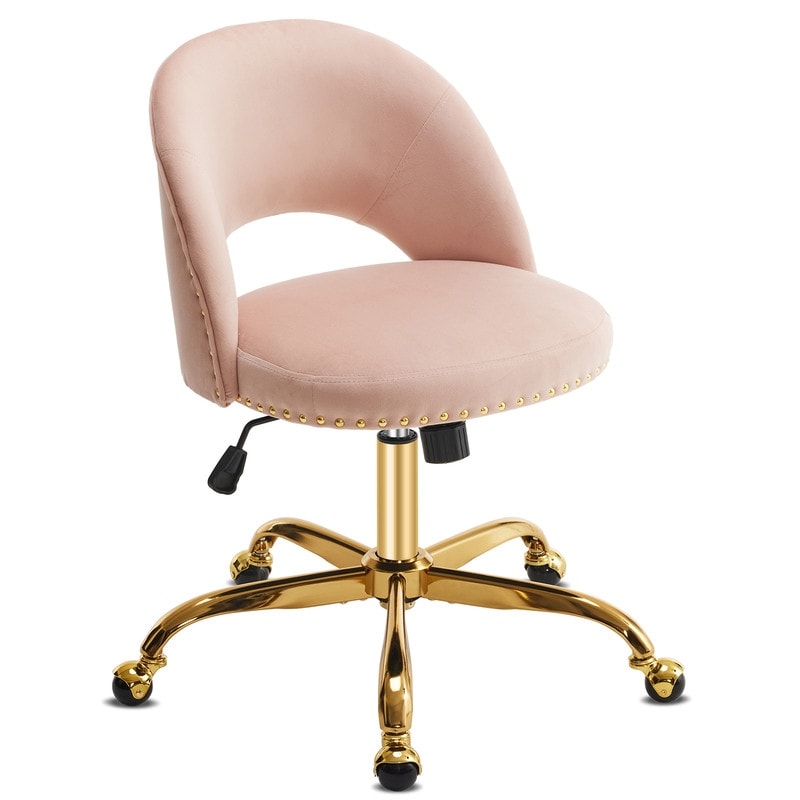 Chaise de bureau pivotante en velours, jolie chaise de bureau moderne en tissu avec roulettes