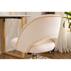 Chaise de bureau pivotante en velours, jolie chaise de bureau moderne en tissu avec roulettes