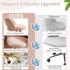 Chaise de bureau pivotante en velours, jolie chaise de bureau moderne en tissu avec roulettes
