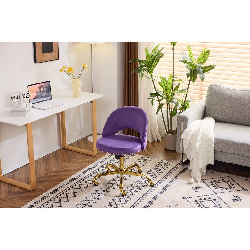 Chaise de bureau pivotante en velours, jolie chaise de bureau moderne en tissu avec roulettes