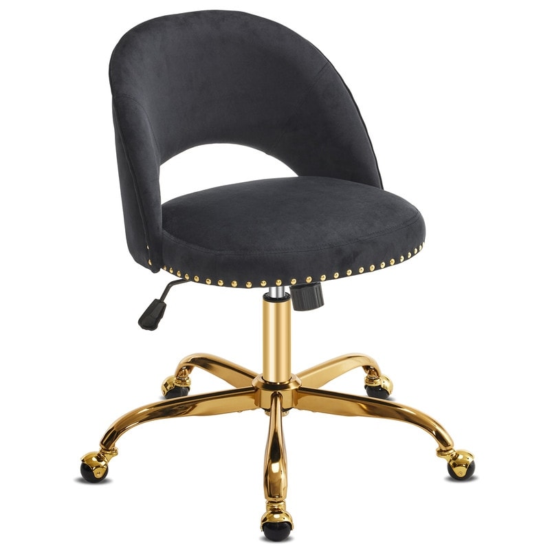 Chaise de bureau pivotante en velours, jolie chaise de bureau moderne en tissu avec roulettes