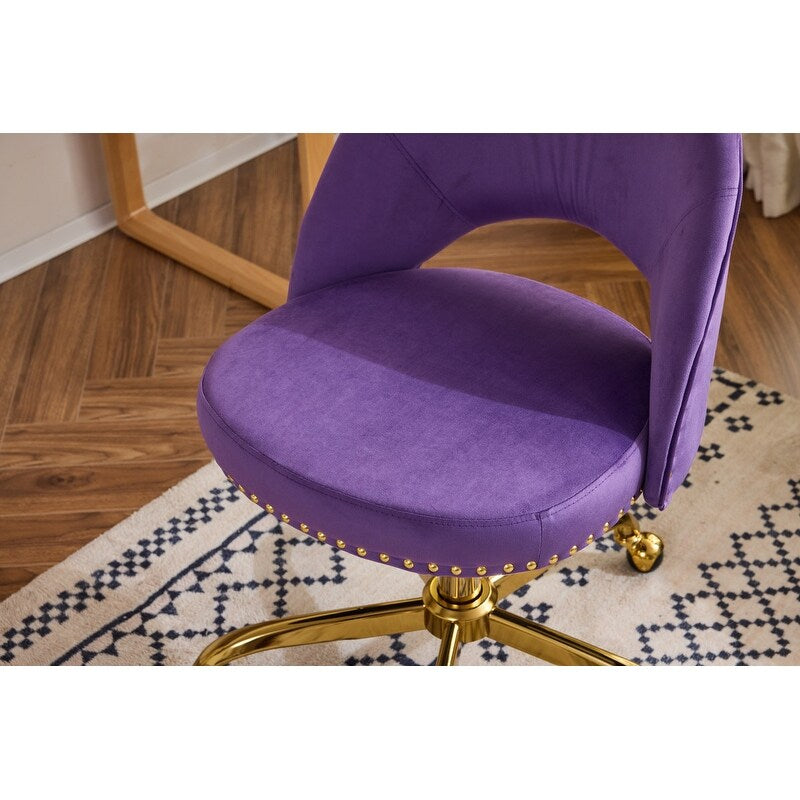 Chaise de bureau pivotante en velours, jolie chaise de bureau moderne en tissu avec roulettes