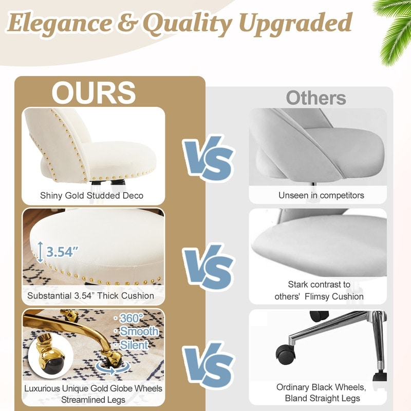 Chaise de bureau pivotante en velours, jolie chaise de bureau moderne en tissu avec roulettes