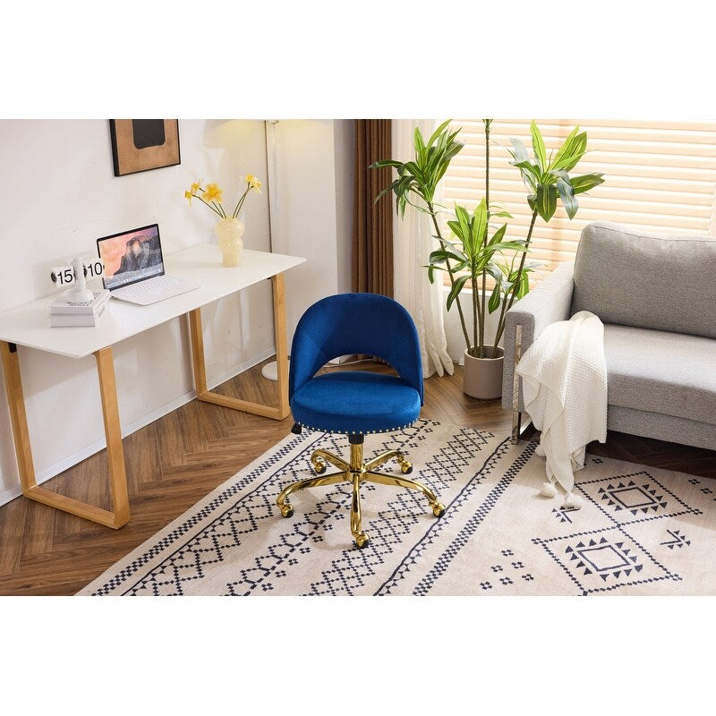 Chaise de bureau pivotante en velours, jolie chaise de bureau moderne en tissu avec roulettes