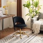 Chaise de bureau pivotante en velours, jolie chaise de bureau moderne en tissu avec roulettes