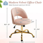 Chaise de bureau pivotante en velours, jolie chaise de bureau moderne en tissu avec roulettes