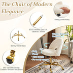 Chaise de bureau pivotante en velours, jolie chaise de bureau moderne en tissu avec roulettes